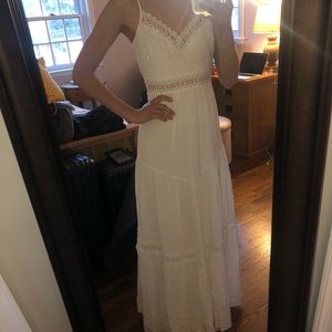 Worn once white maxi dress with detail!